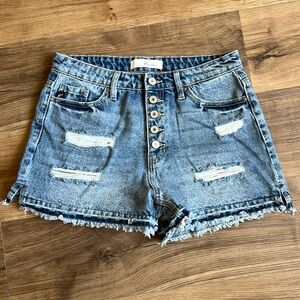 KanCan Distressed Blue Jean Shorts with 5 button closure Size M
